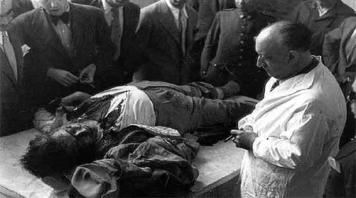 El cadáver de Calvo Sotelo  tras su asesinato por la izquierda republicana.
